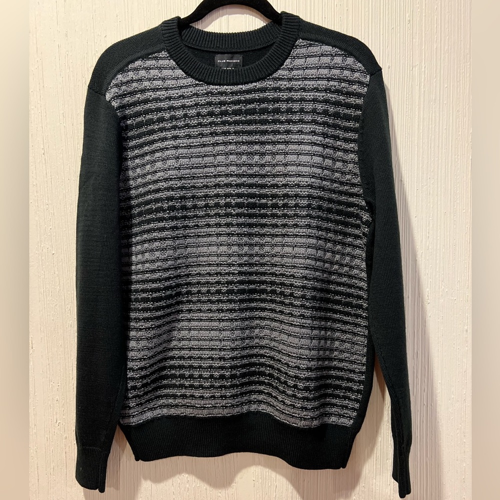 Cub Monaco black and grey textured men’s sweater medium 60 percent wool